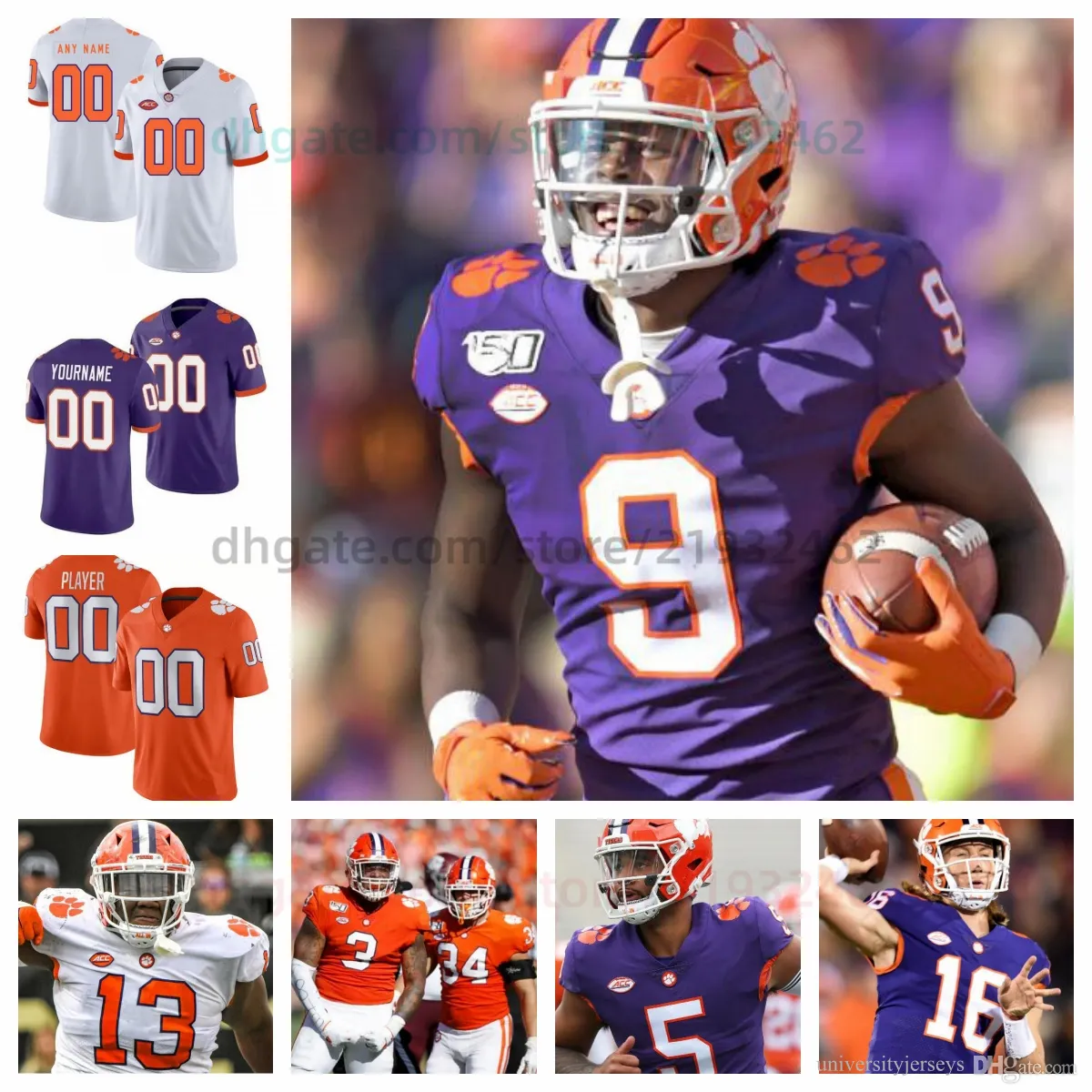 Aangepaste Clemson Tigers jersey college Football gestikt Hunter Helms elke naam elk nummer Heren Dames Jeugd allemaal geroerd Trent Pearman Paul Tyson Josh Sapp Williams