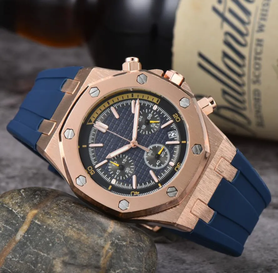 Мужские часы дизайнерские роскошные высококачественные кварцевые часы A P из дуба с шестигранной рамкой мужские женские брендовые наручные часы Модный резиновый ремешок Спортивные наручные часы