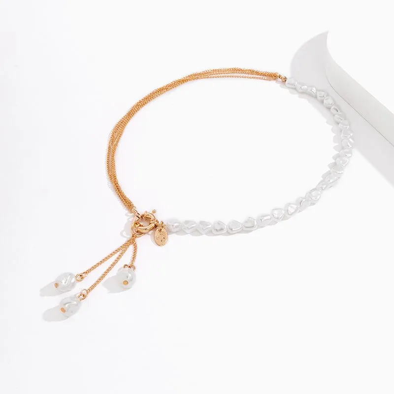 Designer simulado pérolas longa borla pingente colares para mulheres frisado link corrente colar tendência jóias de casamento
