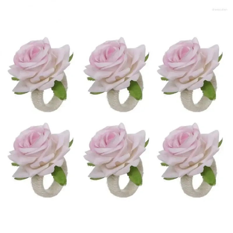 Flores decorativas capina decoração guardanapo anel dia dos namorados anéis de tecido corda tecer rosa flor suportes toalha criativa