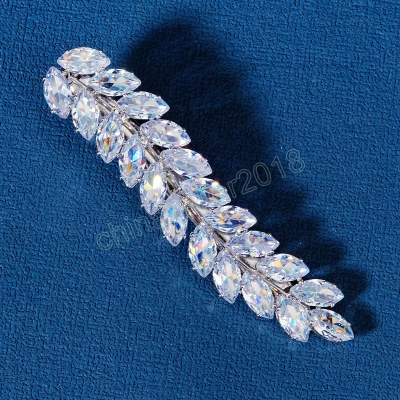 Forcine per capelli a foglia scintillante Mollette color argento Gioielli per capelli con strass Accessori per capelli da sposa Fermagli per capelli lucidi Morsetti Decor