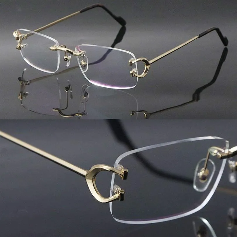 Nieuwste mode C Decoratie Randloze metalen frames Bijziend Brillen Mannen Vrouw CT03440 Grote vierkante brillen Mannelijke en vrouwelijke 18K Gold3053