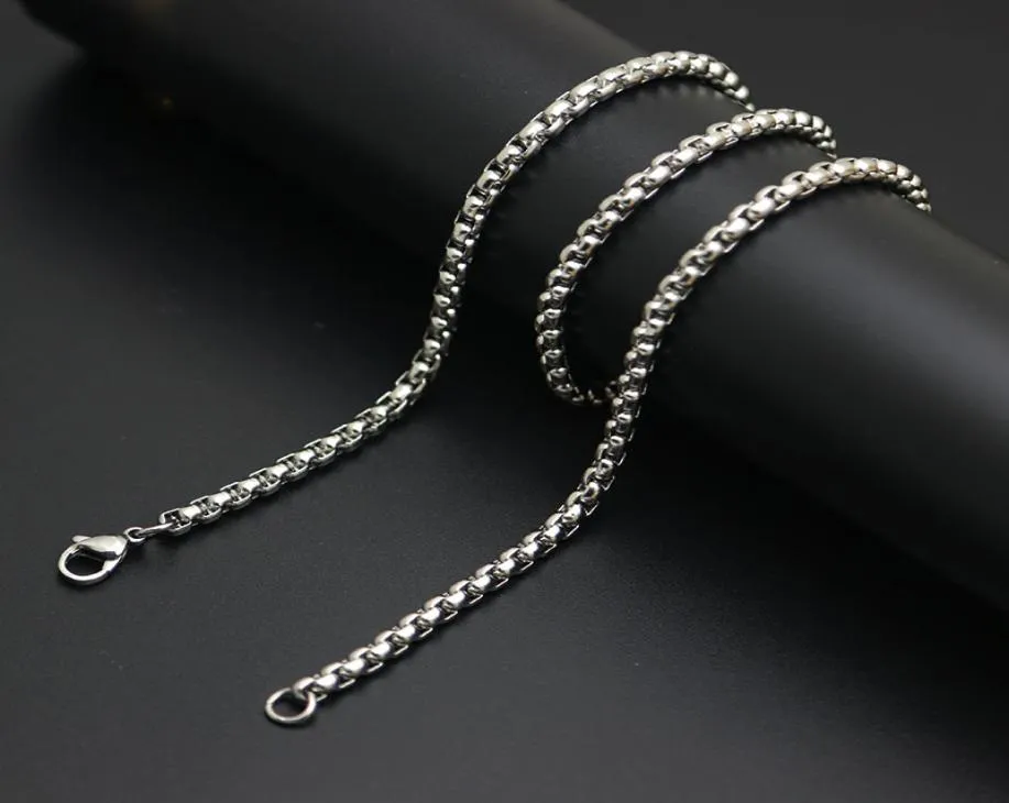 10pcs 25mm Stainless Steel box Necklace Chain For women men locket pendant5076728