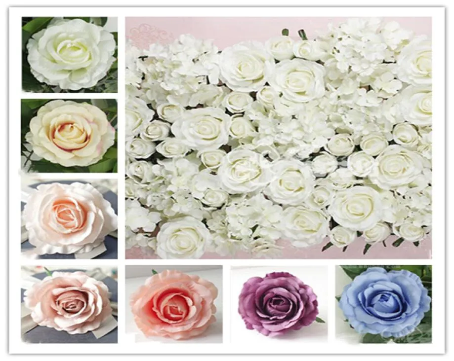 100PCS 22Colors 12CM Artificial Rose Flower Heads Silk Decorative Supermarket Background DIY Road Led Wedding Wall Flower Bouquet 8888680