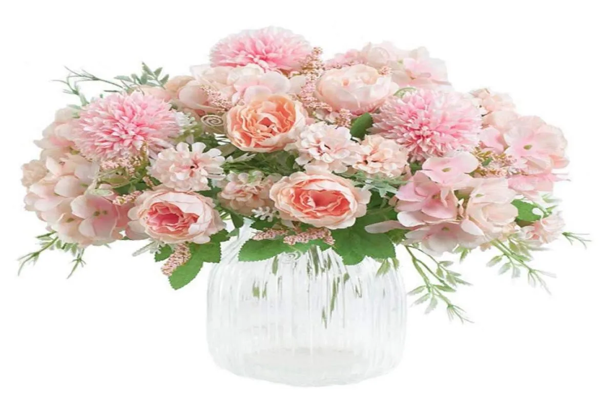 Fleurs artificielles fausse pivoine soie hortensia bouquet décor œillets en plastique arrangements floraux réalistes décoration de mariage 4543910