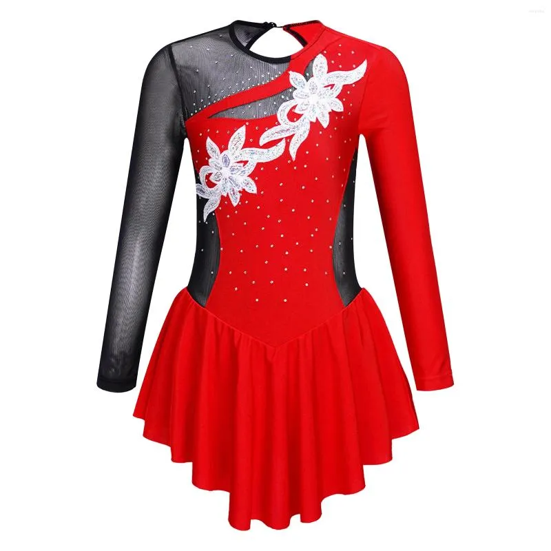 Enfant Fille Robe Patinage Artistique Tenue Tutu Justaucorps