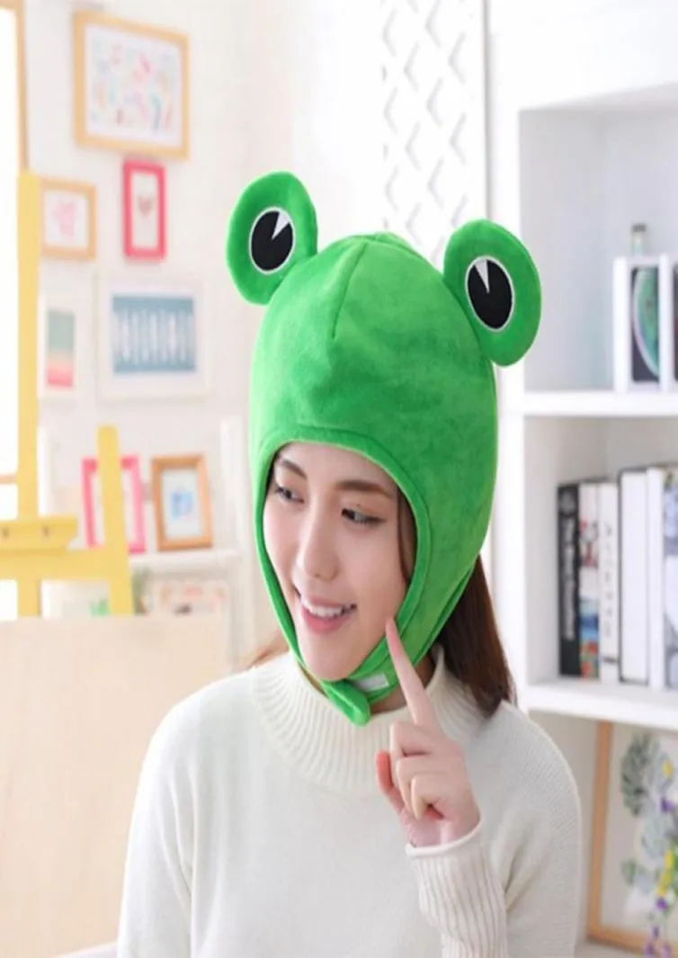 Nowość śmieszne duże żaby oczy śliczne kreskówki pluszowe hat zabawka zielona pełna czapka cosplay cosplay impreza ubieranie się po prop4774368