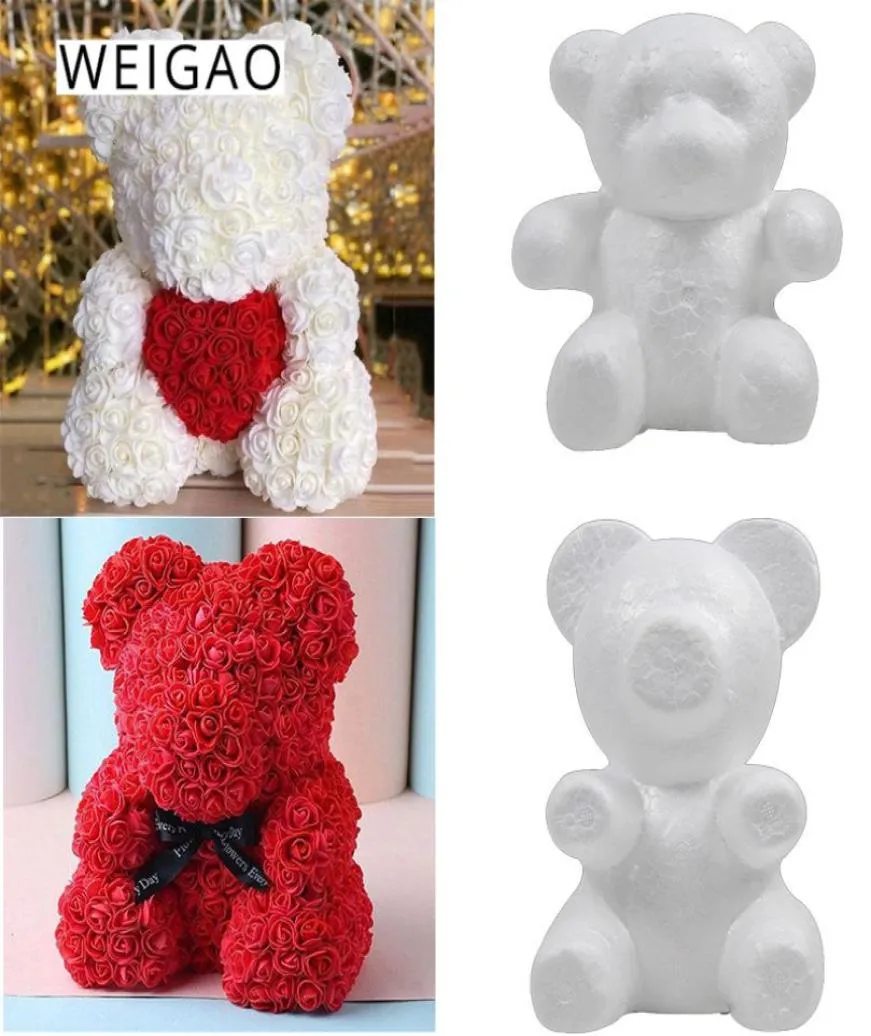 Weigao Foam Rose Bear Mold Artificial Rose Flower Bear för DIY Valentines Gift Decoration 1620cm Dolls Wedding Party Decoration7674505