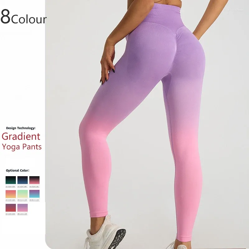 Actieve broek Gradiëntkleur Energie Legging Dames Workout Fitness Joggen Hardlooplegging Gym Panty Stretch Sportkleding Yoga Zweet
