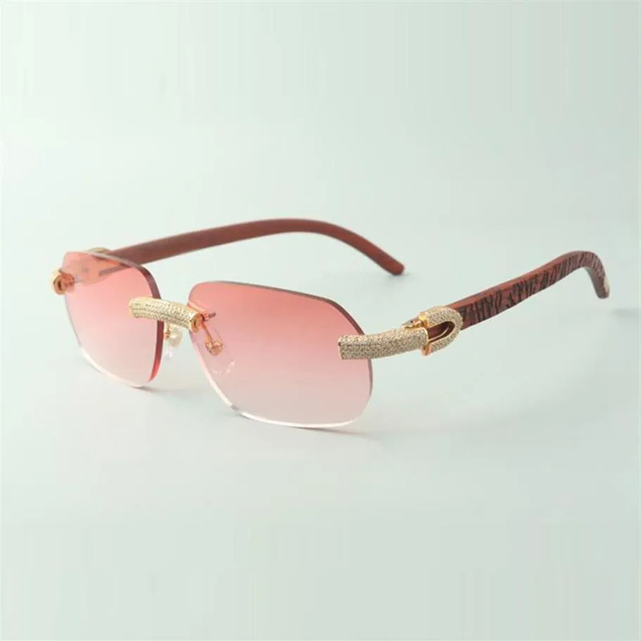 Gafas de sol Direct s con micropavé de diamantes 3524024 con patillas de madera de tigre, gafas de diseño de tamaño 18-135 mm250J