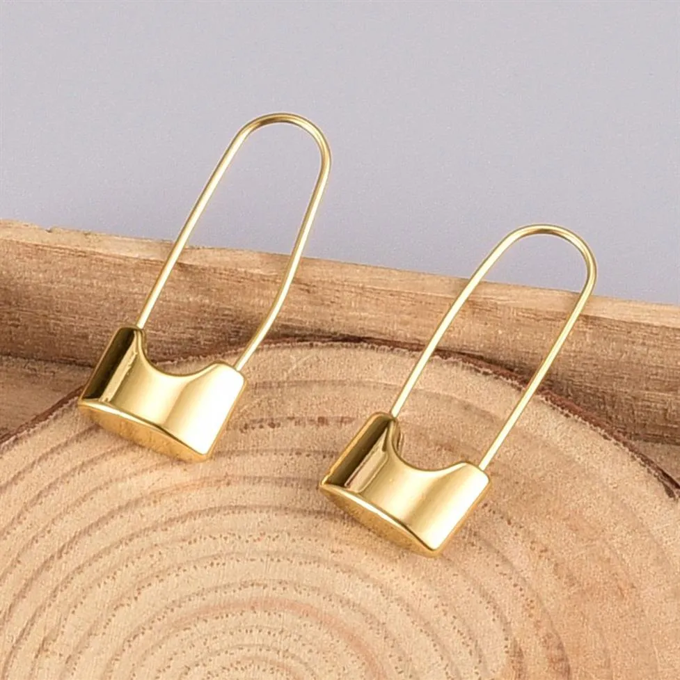 Joyería de diseño Oreja de acero de titanio Huggie 18K chapado en oro brillante pendiente sin desvanecimiento aro Pendientes antialérgicos para mujer punk e268A