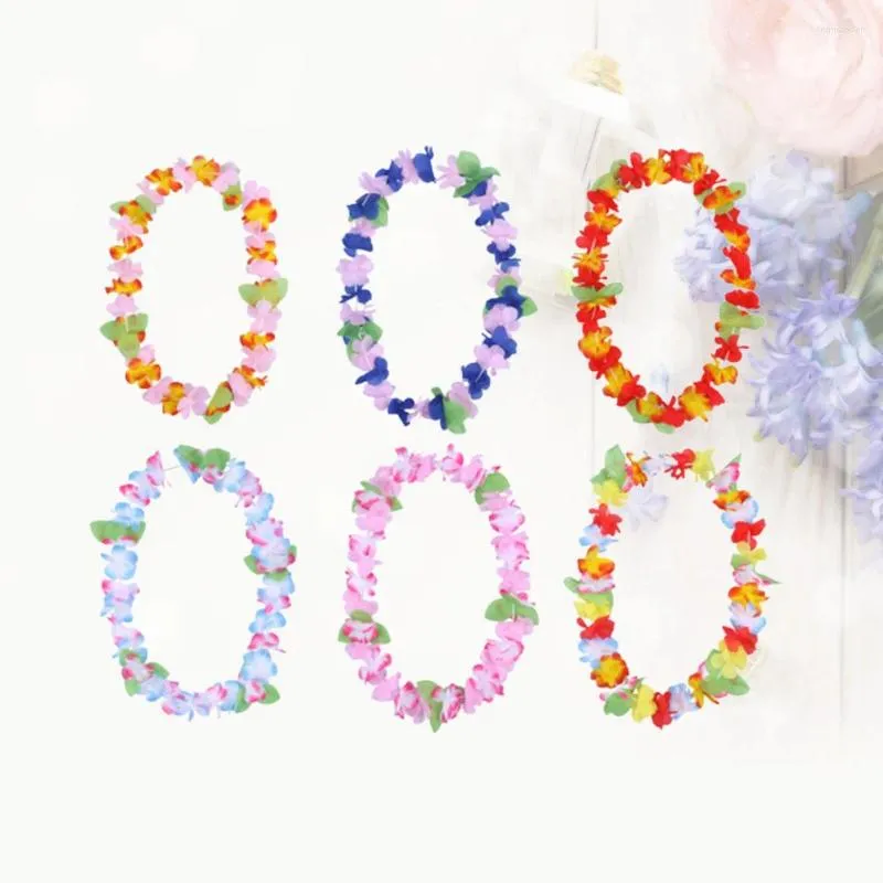 Dekorativa blommor 6 datorer Bröllop Bankettklänningstillbehör Leis Luau Party Decorations Flower Necklace