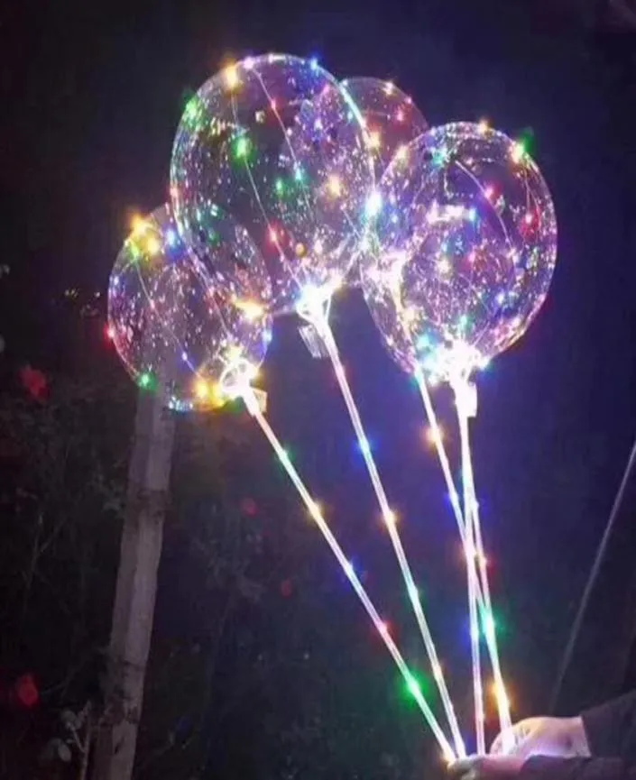 LED Bobo Ballon Avec 315 pouces Bâton 3M Chaîne Ballon Lumière De Noël Halloween De Mariage Fête D'anniversaire Décoration Bobo Ballons V4440088