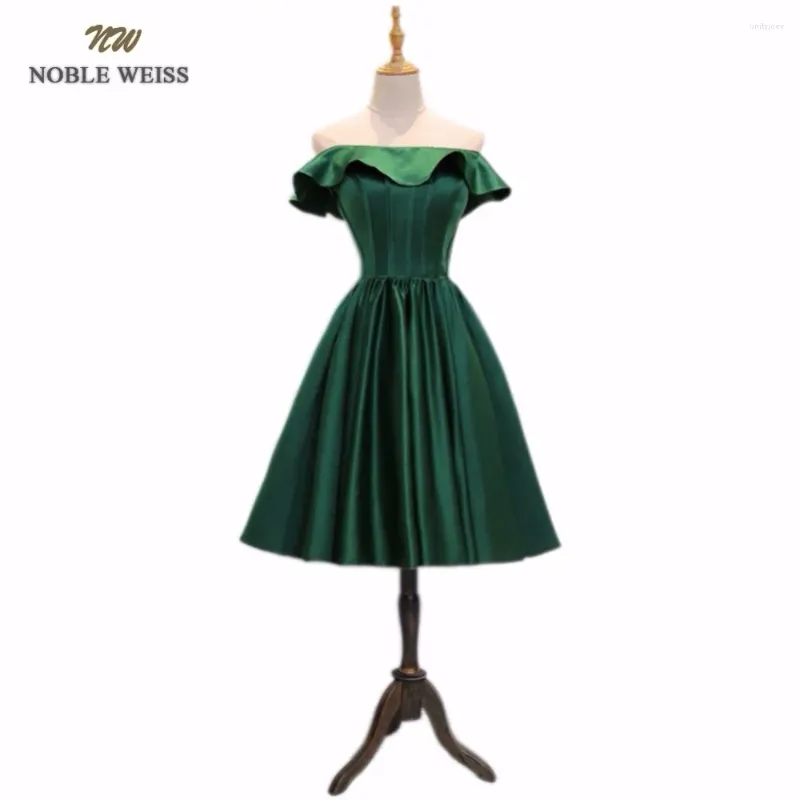 Party Dresses NOBLE WEISS Style Fashion Knee-Length Quality Vestido De Novia Lace Up Boat Neck A-line Prom Dress