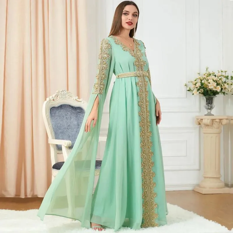 Etniska kläder Chiffon Eid Abaya Jilbab Kaftan Dress Muslims klänningar Abayas för kvinnor Islam Turkiet 2023 Robe Femme Musulmane