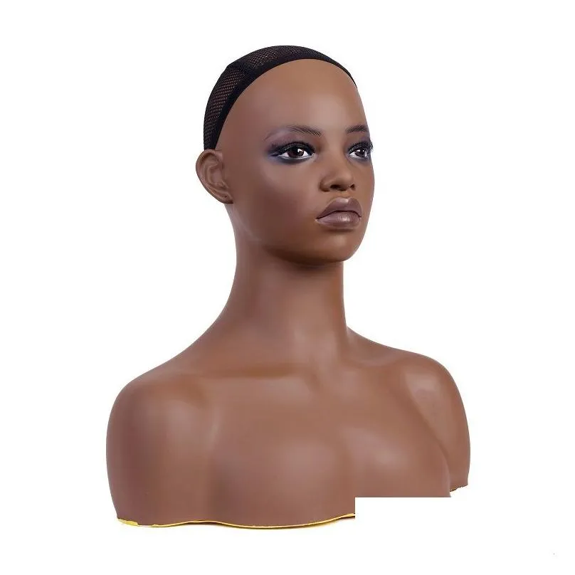 Stojak na peruka amerykański statek magazynowy afrykańska czarna lalka fryzura hair Ćwiczenie głowa manekin manekinowa wyświetlacz biżuteria upuszcza produkty dostarczania dheov