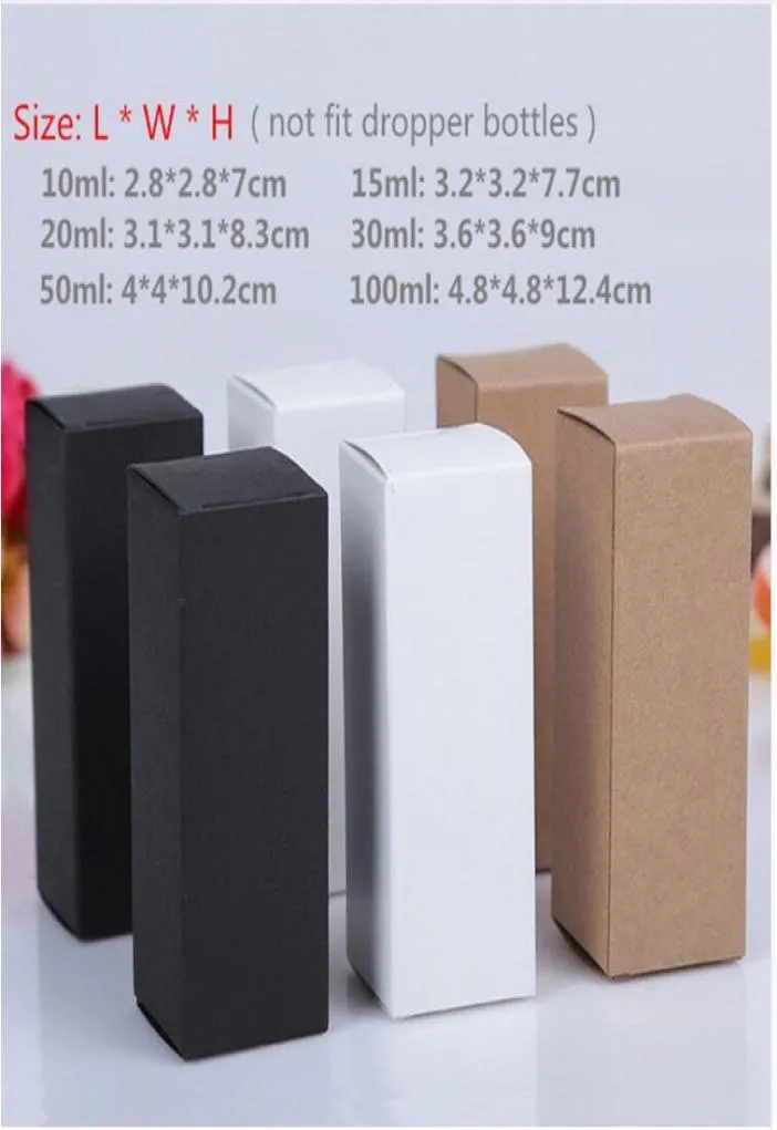 100st White Black Kraft Paper Box för DIY Package Lipstick Parfym Essential Oil Bottle Box Present Packaging Boxes7860345