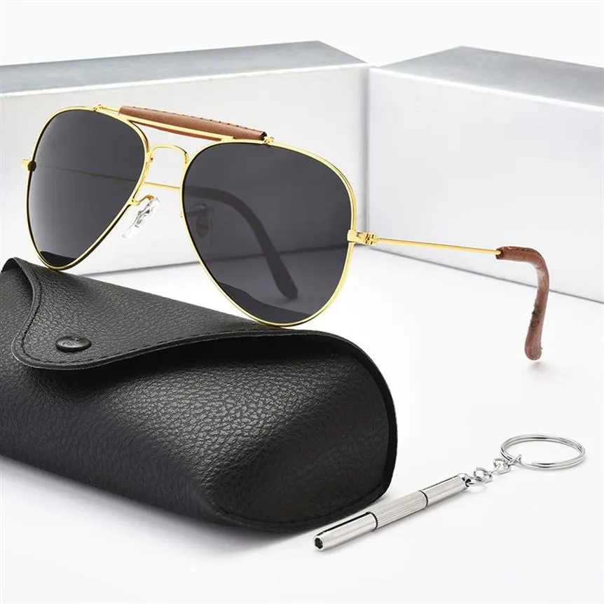 Vintage Classic 3422 OUTDOORSMAN CRAFT Style Leather Designer Man Sunglasses 2022 Brand Optical Glass Lens Sun Glasses Oculos De S318f