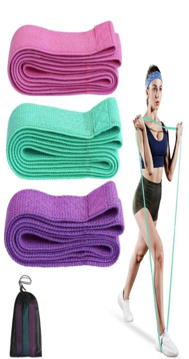 Bandes de résistance 3 pièces tissu butin longues jambes en tissu BuExercise élastique hanche Fitness entraînement musculation Loops4066327