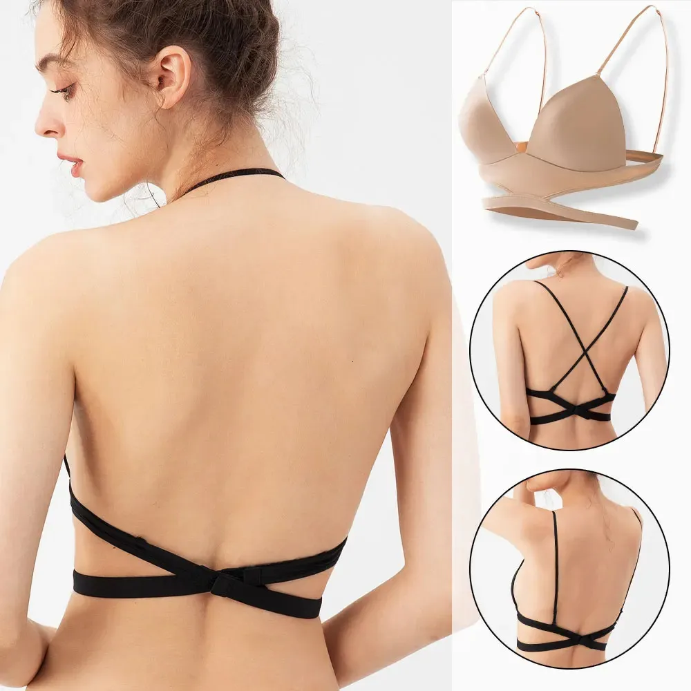 BRAS Open Back Bra Halter BRALETTE Triangel Naken Underkläder underwire Brassiere Sexig backless underkläder BH Soutien Gorge 231208