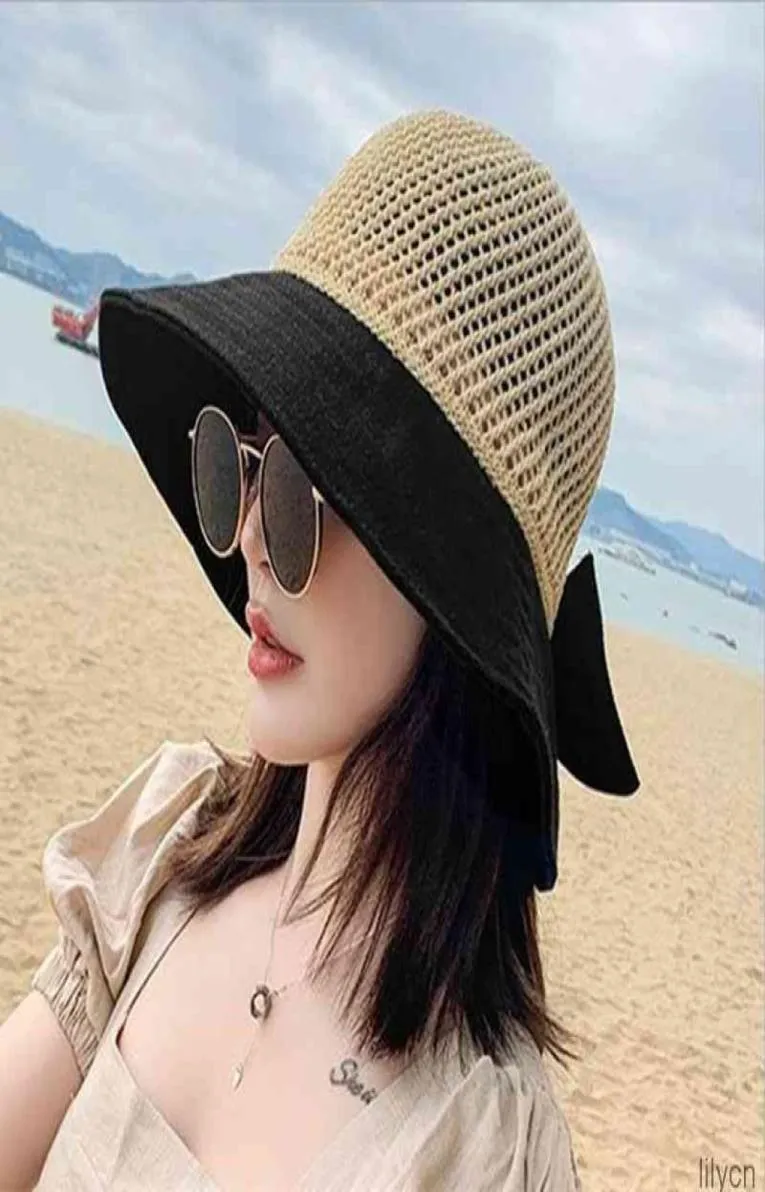 Versión de fábrica women039s cubo coreano empalme corte fino pescador039s fuera arco protección solar redondo ala ancha sombrero de verano 2344407