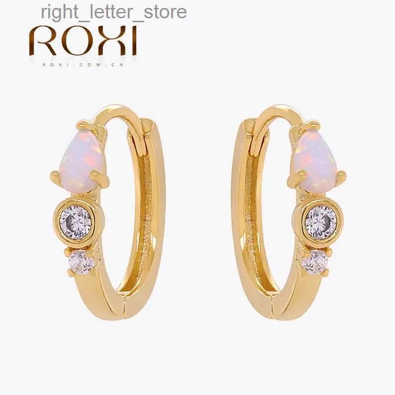 Stud ROXI S925 argent Sterling boucle d'oreille géométrie rose opale blanc Zircon ovale boucles d'oreilles Orecchini Argento 925 Silver Earring YQ231211