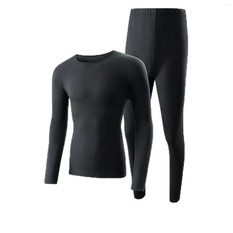 Sous-vêtements thermiques pour hommes, ensemble de sous-vêtements thermiques, polaire, manches longues, col rond, pantalon, chaussette cadeau