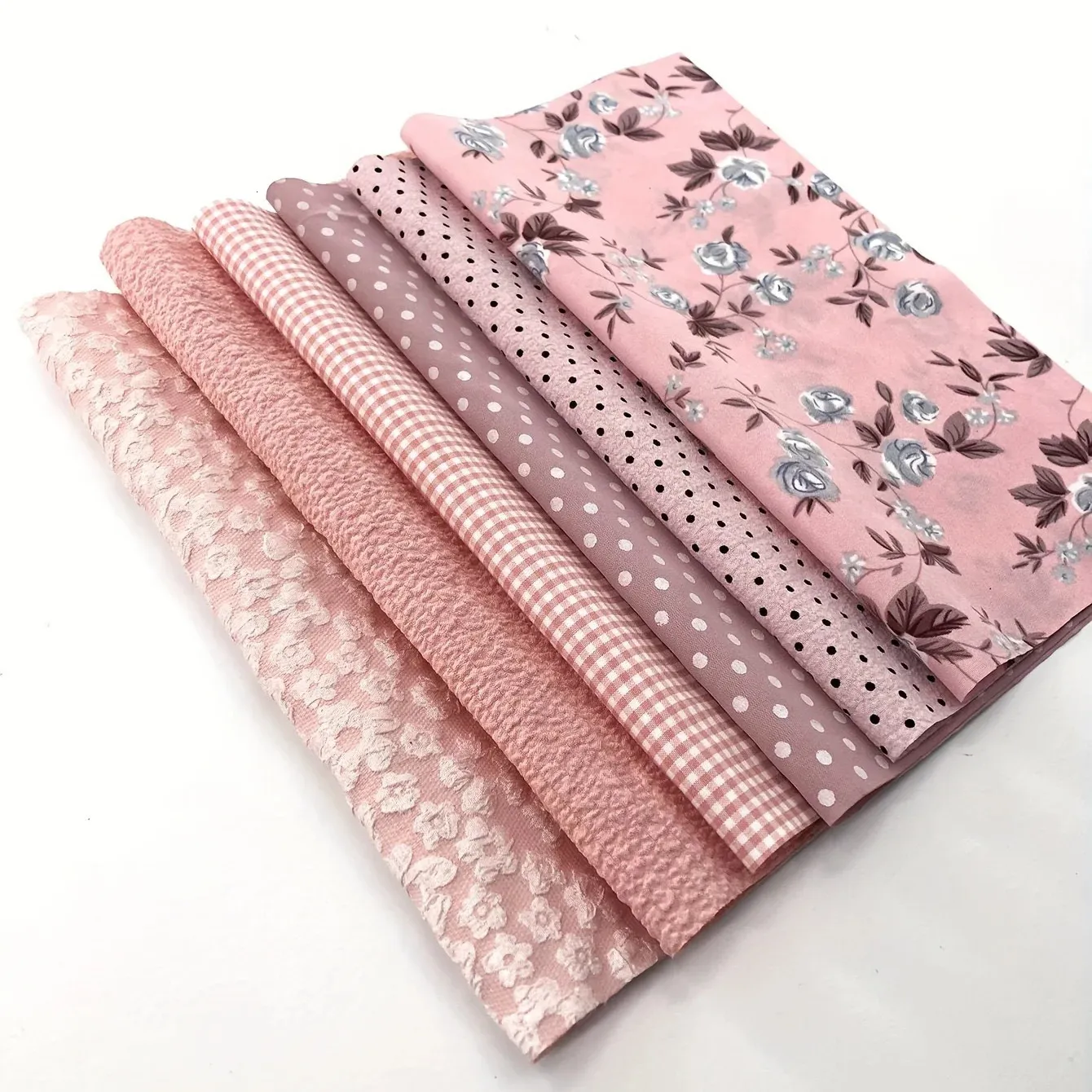 Tecido e Costura 6pcs rosa claro cor impressa tecido quadrado DIY 231211