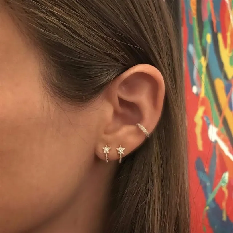 Tutto carino Star orecchino Arround filo dell'orecchio Micro Pave Sparking Cz carino Star Stud per le donne della ragazza regalo di Natale 2021296e