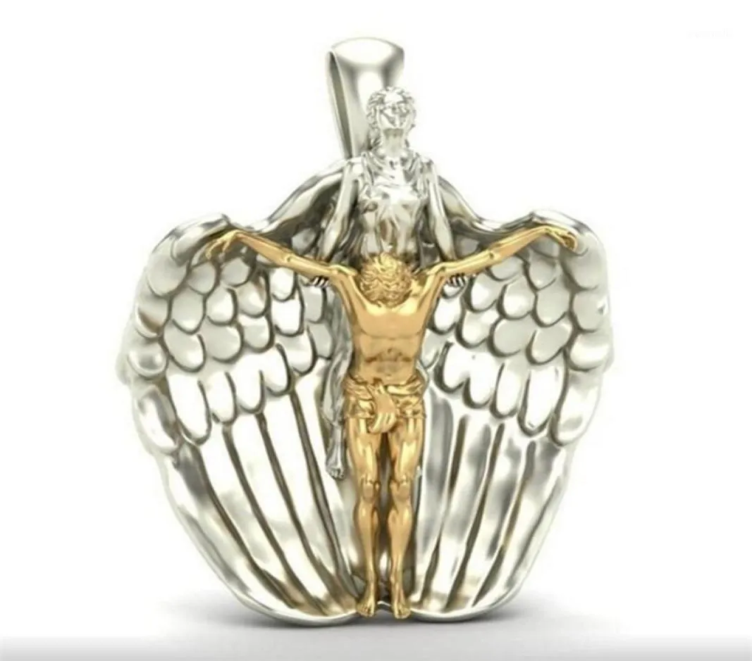 Kedjor Fashion Jesus Angel Wing Necklace Unisex Jubileum Banketttillbehör Specialsmycken Pendant Gift Whole18654932