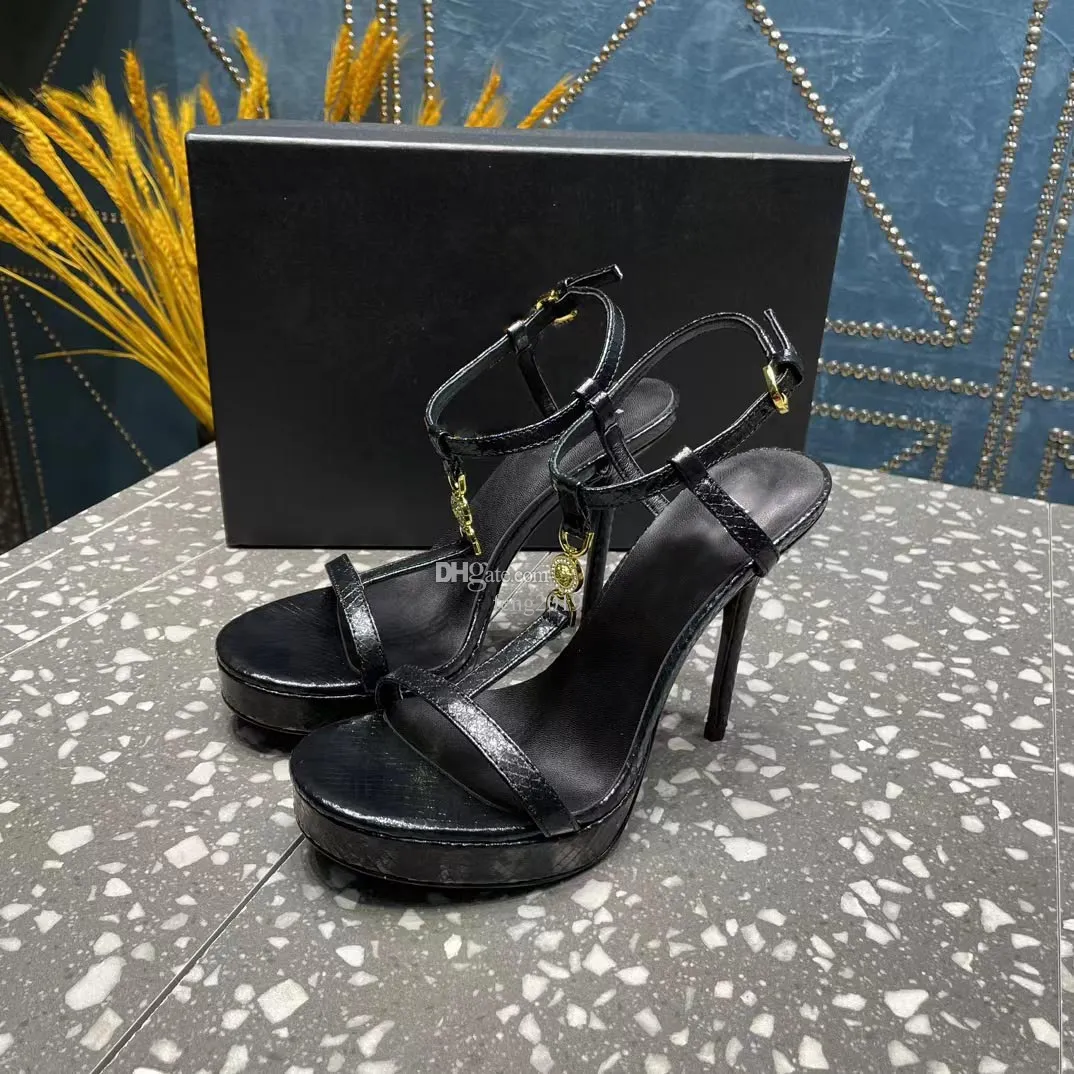 Дизайнерские сандалии, летние роскошные сексуальные черные тонкие босоножки на высоком каблуке 11 см, модные женские свадебные туфли на высоком каблуке 35-42 с коробкой