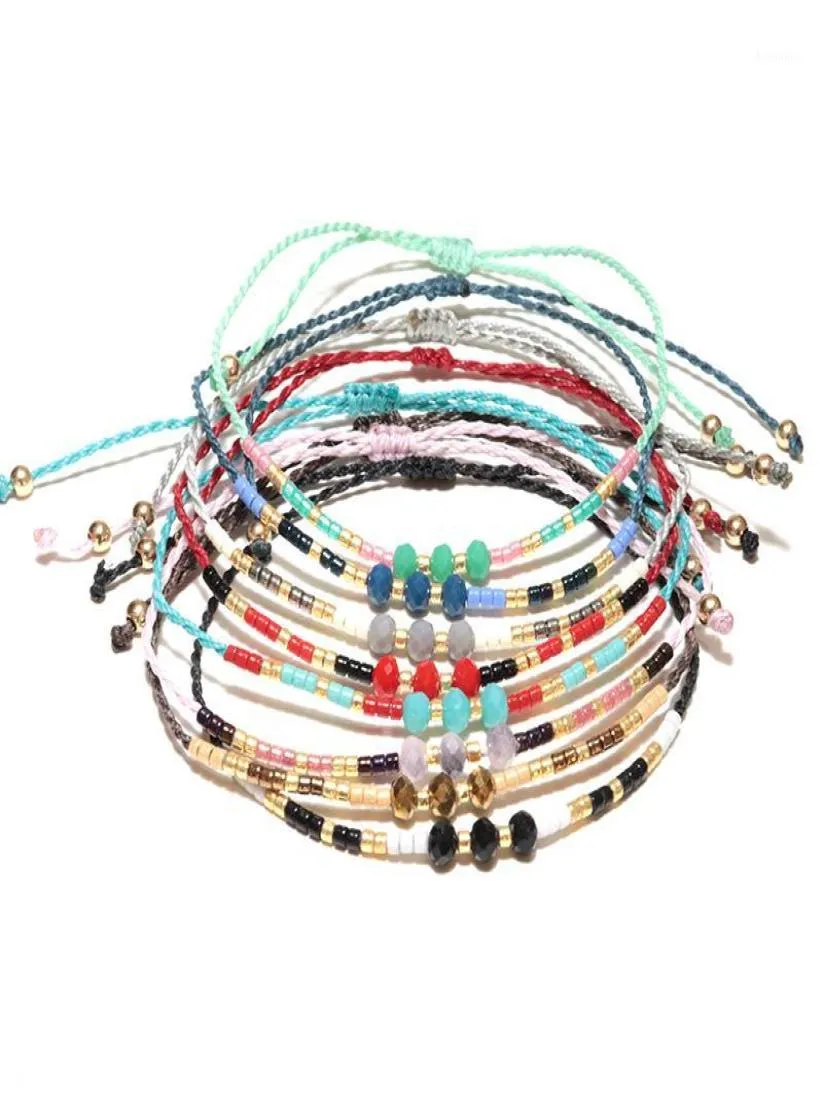 Nuovo arrivo braccialetto di corda intrecciato per donna uomo 4mm piccole perline Braslet fascino regolabile Brazalete 8 colori Pulseira Gift16876899