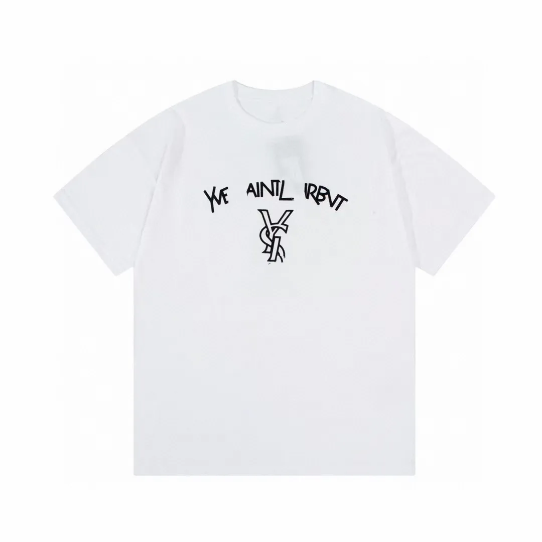 2023 T-shirt de luxe blanc pour hommes et femmes, décontracté, à la mode, ample, court, streetwear, S-3XL