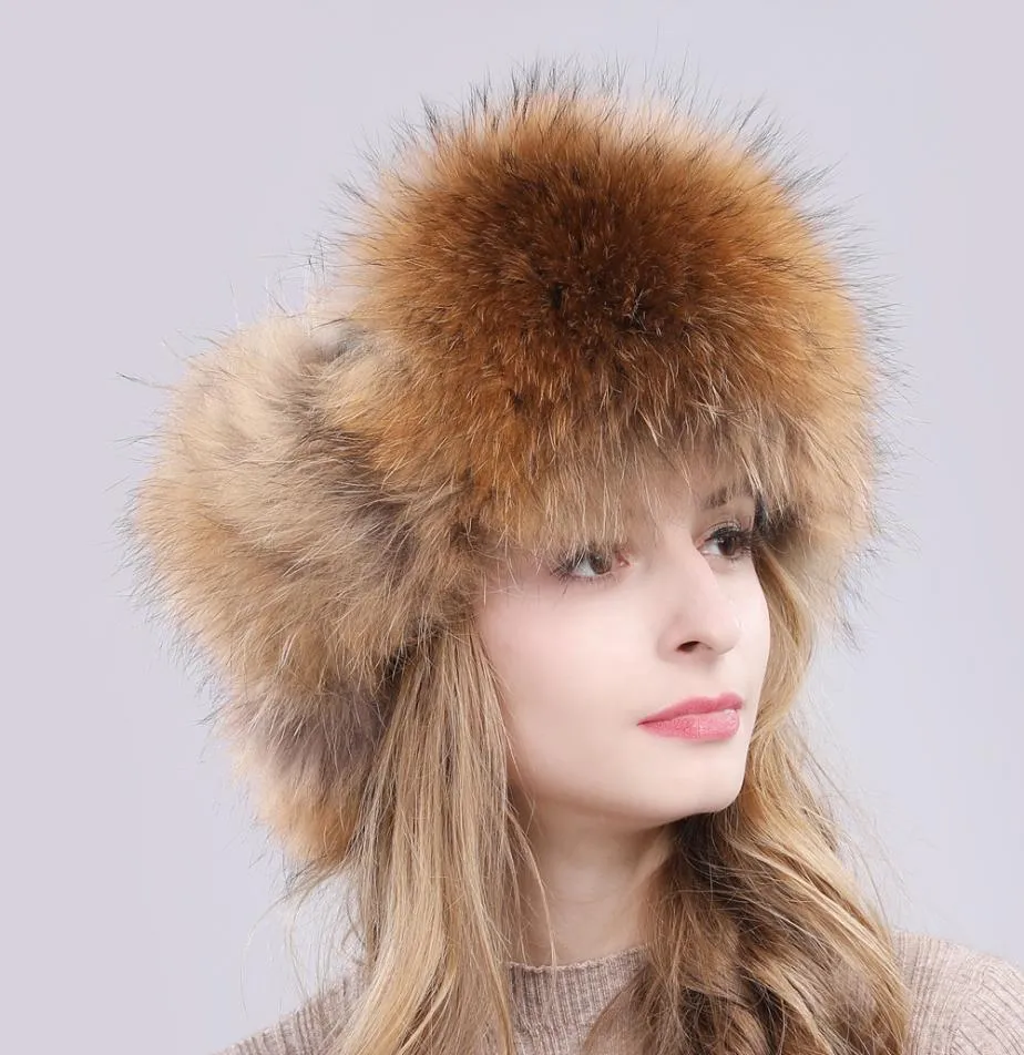 2019 Nuovo Inverno Russo Naturale Vera Pelliccia di Volpe Cappello Delle Donne Caldo di Buona Qualità Pelliccia di Volpe Cappelli Bomber Genuino Vera Pelliccia di volpe Cap2630777