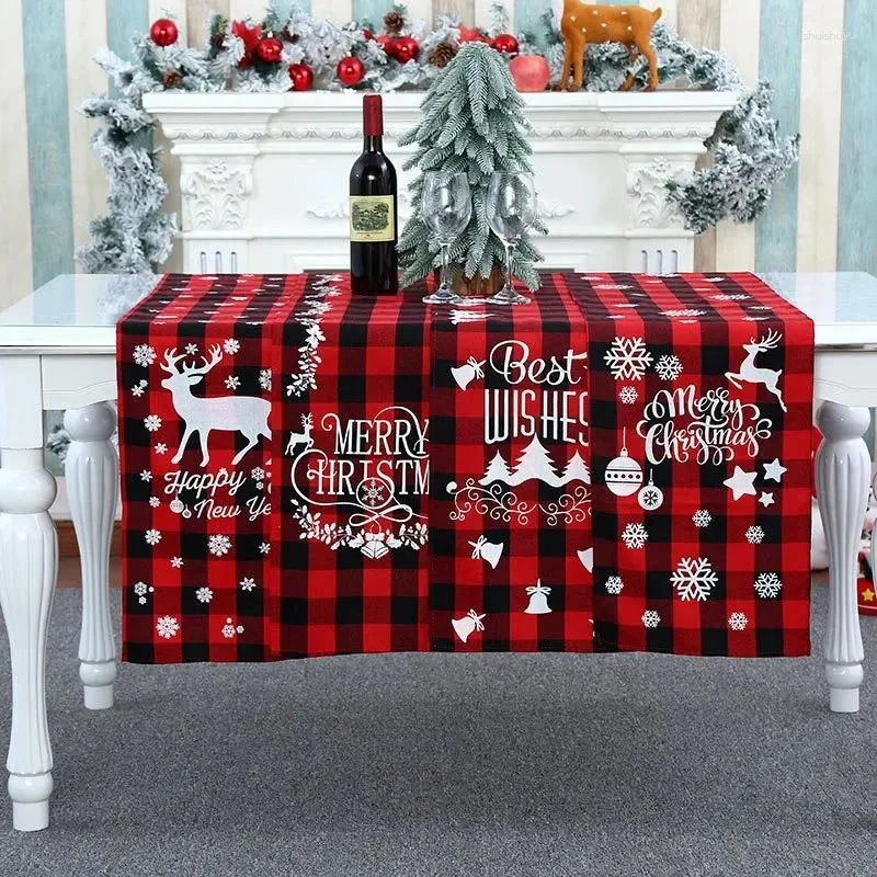 Nappe de table en térylène, décorations de noël, drapeau vichy, nappe à carreaux anglais rouge et noir, aménagement de salle à manger