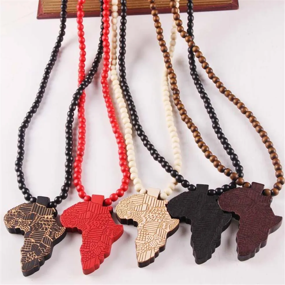 Whole and retail 2017 New Africa Map Pendant Good Wood Hip Hop Wooden Fashion Necklace 291k