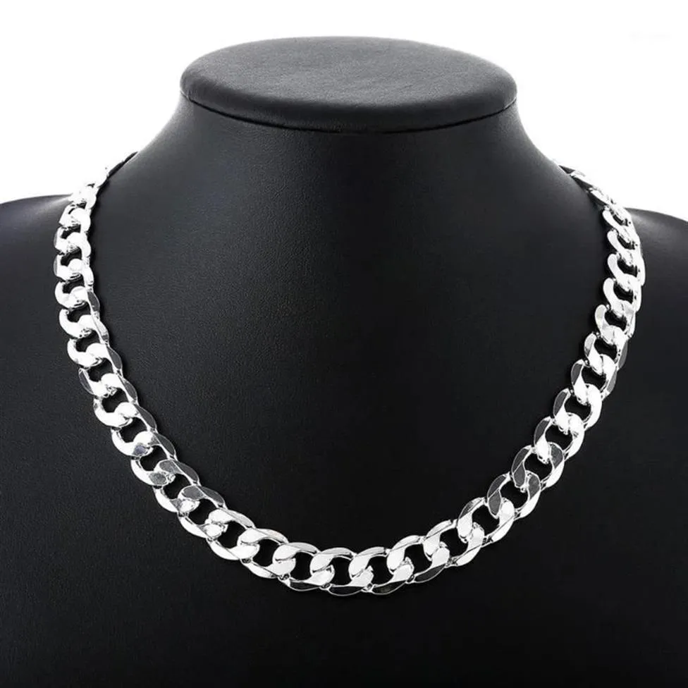 Chaînes Offre spéciale 925 collier en argent sterling pour hommes classique 12mm chaîne 18-30 pouces Fine marque de mode bijoux fête mariage 247b