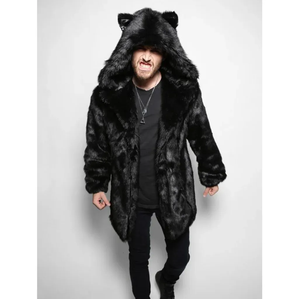 Faux fur coat mens black online