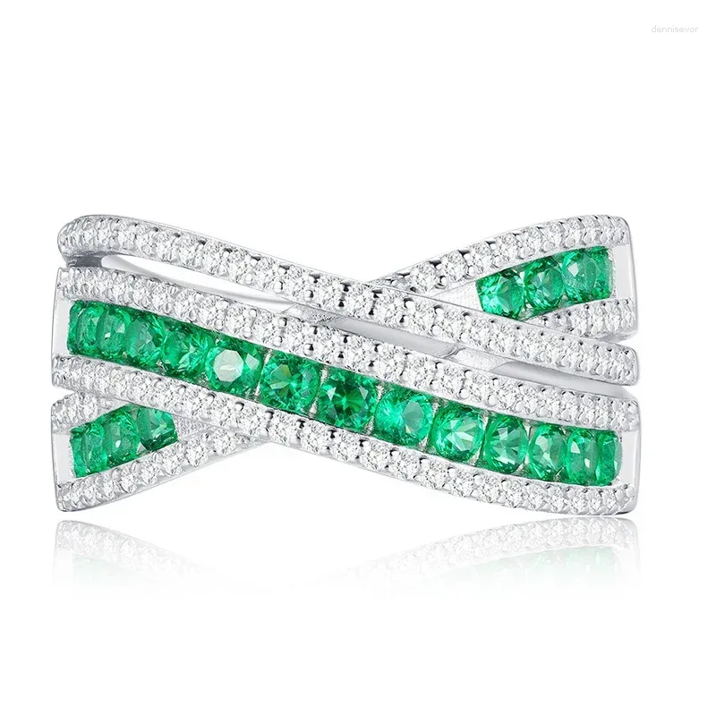 Cluster Rings 2023 European And American Border Emerald Pai Ai Interwoven Ring Lazada Product