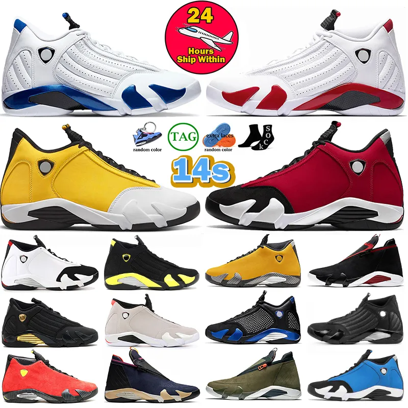 Basketball 14s Schuhe Männer Jumpman 14 Ginger Candy Cane Wintertaugliches Fitnessstudio Rot Blauer Wüstensand, der Momente definiert Hyper Royal Retro-Herrentrainer Sportturnschuhe Mit Box