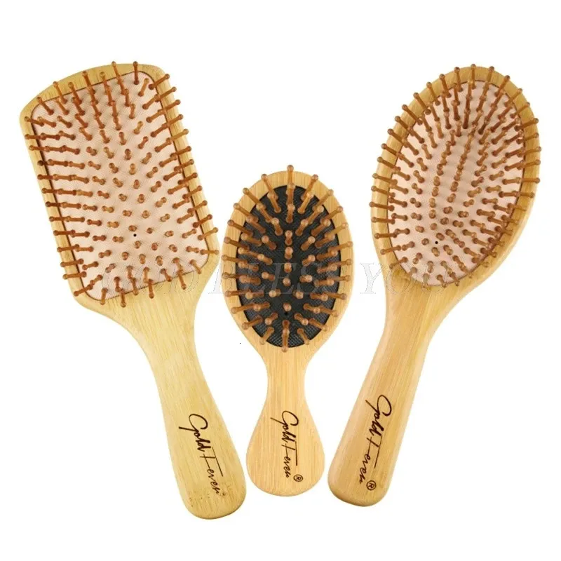 Bamboo Hair Brush Set Paddle Brush Hairbrush Massager For Detangling