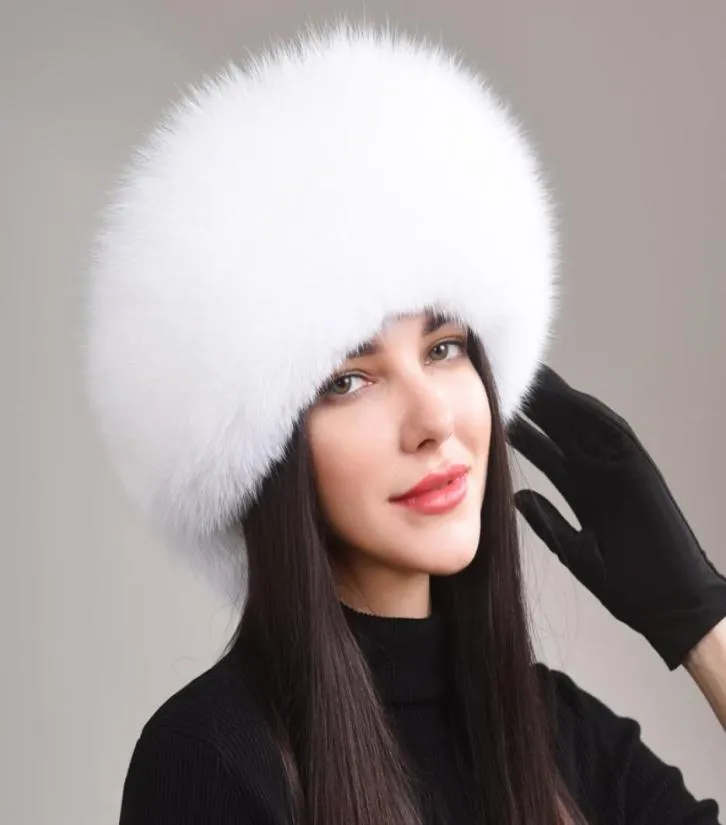 Womens Real Fox Fur Hat Russian Ushanka Winter Warm Aviator Trapper Bomber Ski Earmuffs Cap1064568
