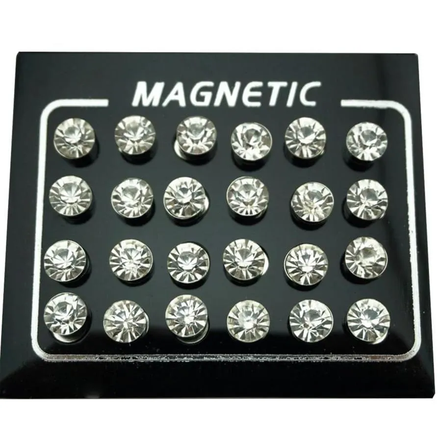 Пусеты REGELIN, 12 пар, лот, 4, 5, 6, 7 мм, круглые серьги с кристаллами и стразами, магнитные серьги, шайба, женские и мужские магнитные поддельные беруши Jewelry2450