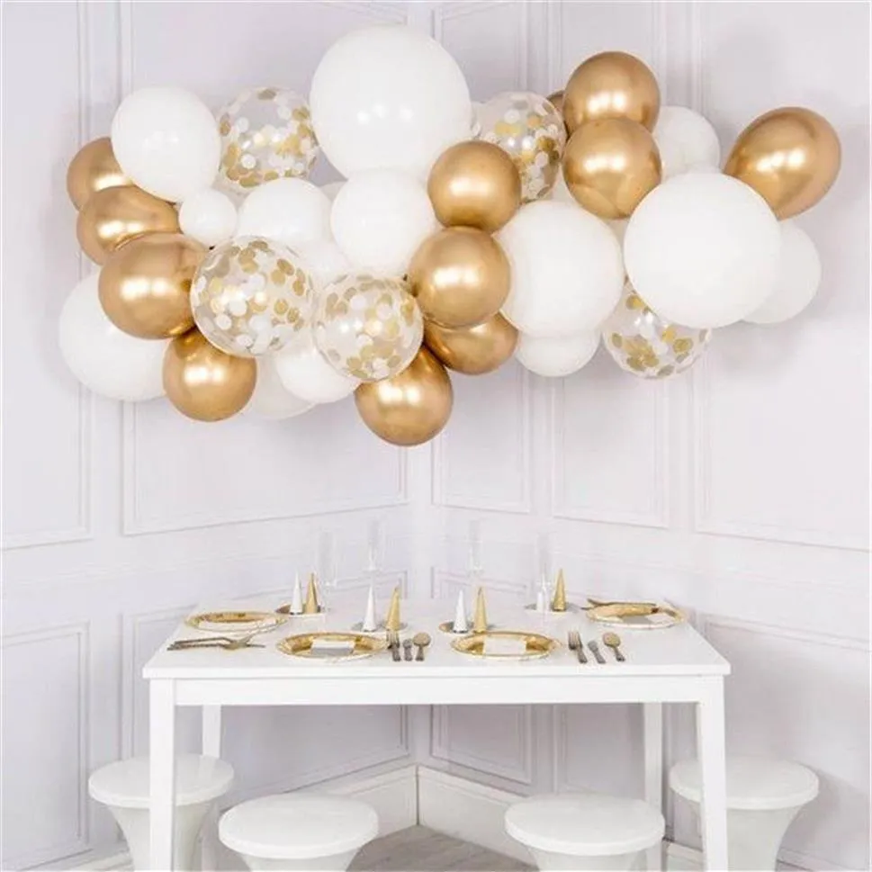 30st Mixed White Chrome Gold Confetti Balloons Birthday Party Decoration Kids Adult Air Ball Graduation Party Globos Balloons T202270