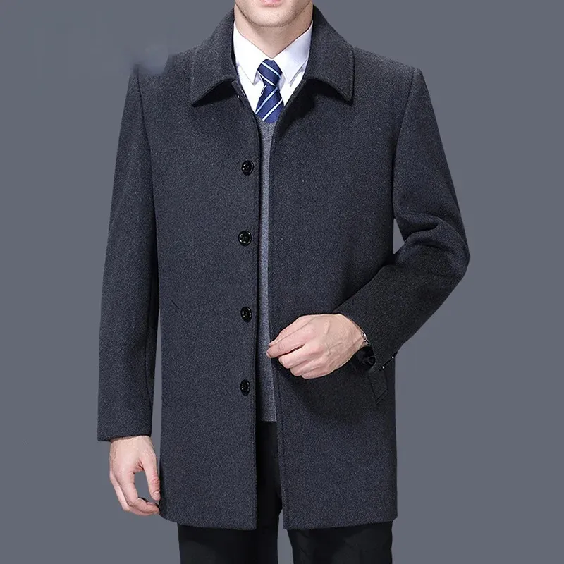 Mélanges de laine pour hommes marque vestes cachemire hommes mi-long hiver polaire épaissi manteau de laine pardessus pour homme S-4xl 231211