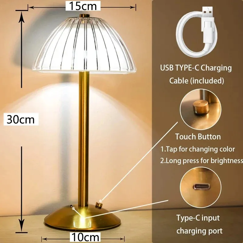 Lampe de Table LED Rechargeable USB, Lampe Tactile pour Restaurant