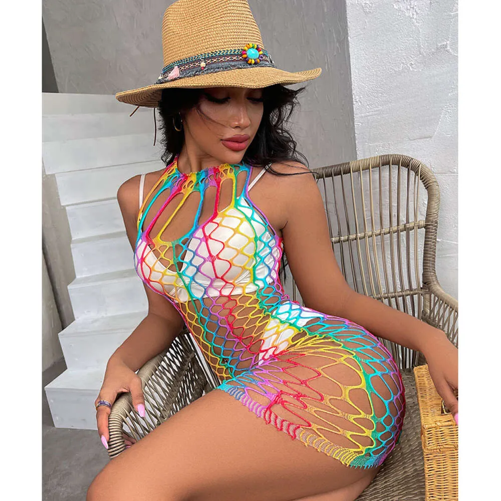 Rainbow Fishnet Bodycon Lingerie Set Sexy Erotic Mesh Costume