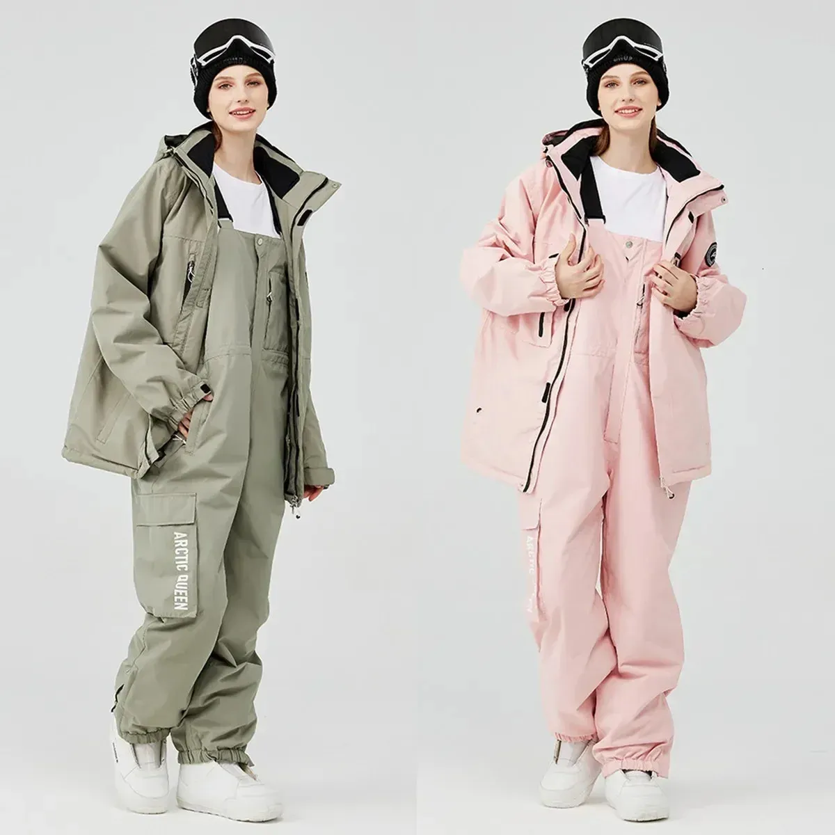 Kadın Ceketler ve Pantolonlar İçin Diğer Spor Malzemeleri Kayak Setleri Erkek Snowsuit Snowboard Ceket Kıyafetleri Sıcak kapüşonlu su geçirmez rüzgar geçirmez yalıtımlı 231211