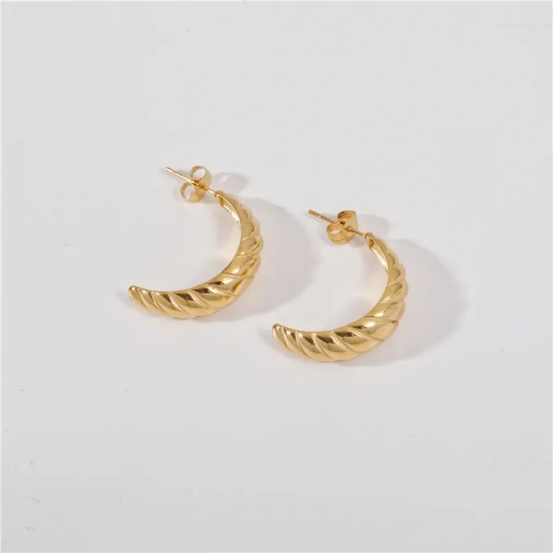 Boucles d'oreilles créoles Joolim bijoux haut de gamme PVD étanche Vintage Croissant en forme de croissant boucle d'oreille en acier inoxydable pour les femmes