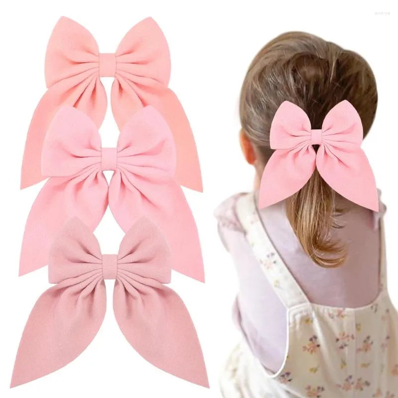 Accessoires pour cheveux, pinces à nœud papillon solide et doux de 6 pouces pour filles, épingles à cheveux roses, ruban, Barrettes à piles, pince à billets de canard